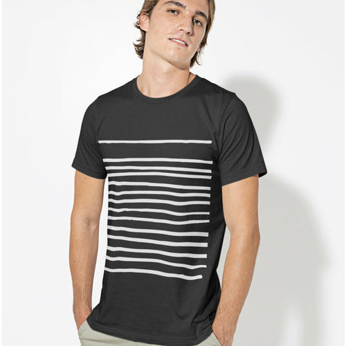 T-shirt homme à lignes noires
