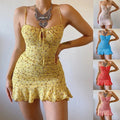 Robe camisole sexy décontractée à petites fleurs pour femme, tenue d'été