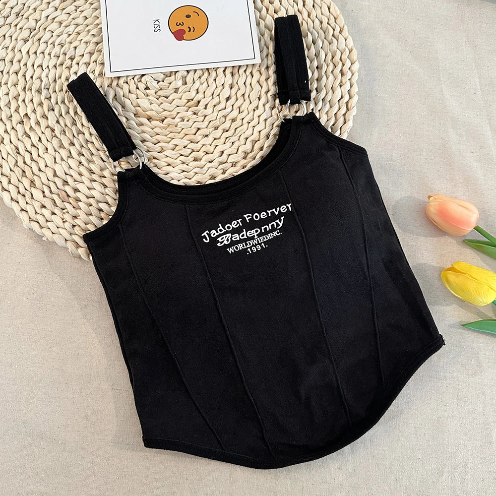 Soutien-gorge en coton imprimé lettre pour femmes, petite poitrine, vêtements décontractés pour filles