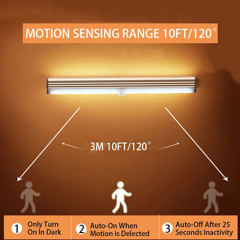 Lampe de nuit LED sans fil avec détecteur de mouvement, rechargeable, type C