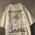 Summer Japanese Retro Pocket Cat Cartoon Printed Short Sleeve T-shirt