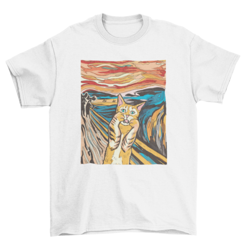 T-shirt parodique du chat The Scream