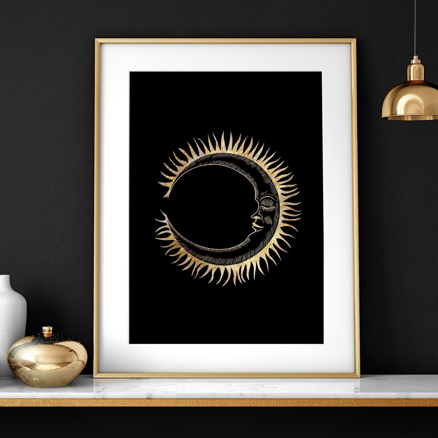 Sun and moon wall art | set of 2 wall art prints