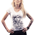 Fille tatouée (T-shirt col V profond pour femme)
