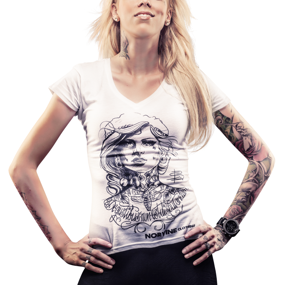 Fille tatouée (T-shirt col V profond pour femme)