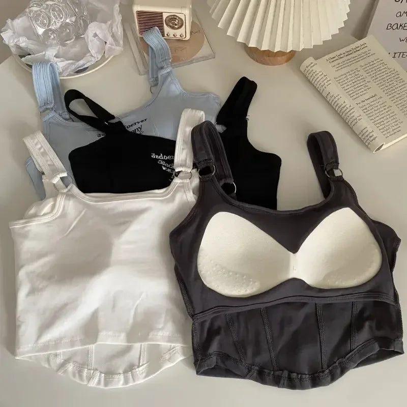 1pc Letter Print Cotton Women Small Breast Bras Hot Girls Wear Casual