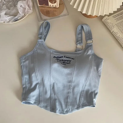 1pc Letter Print Cotton Women Small Breast Bras Hot Girls Wear Casual