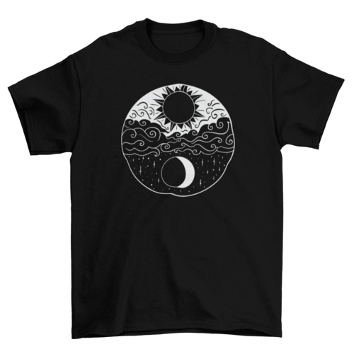 Artistic sun and moon t-shirt