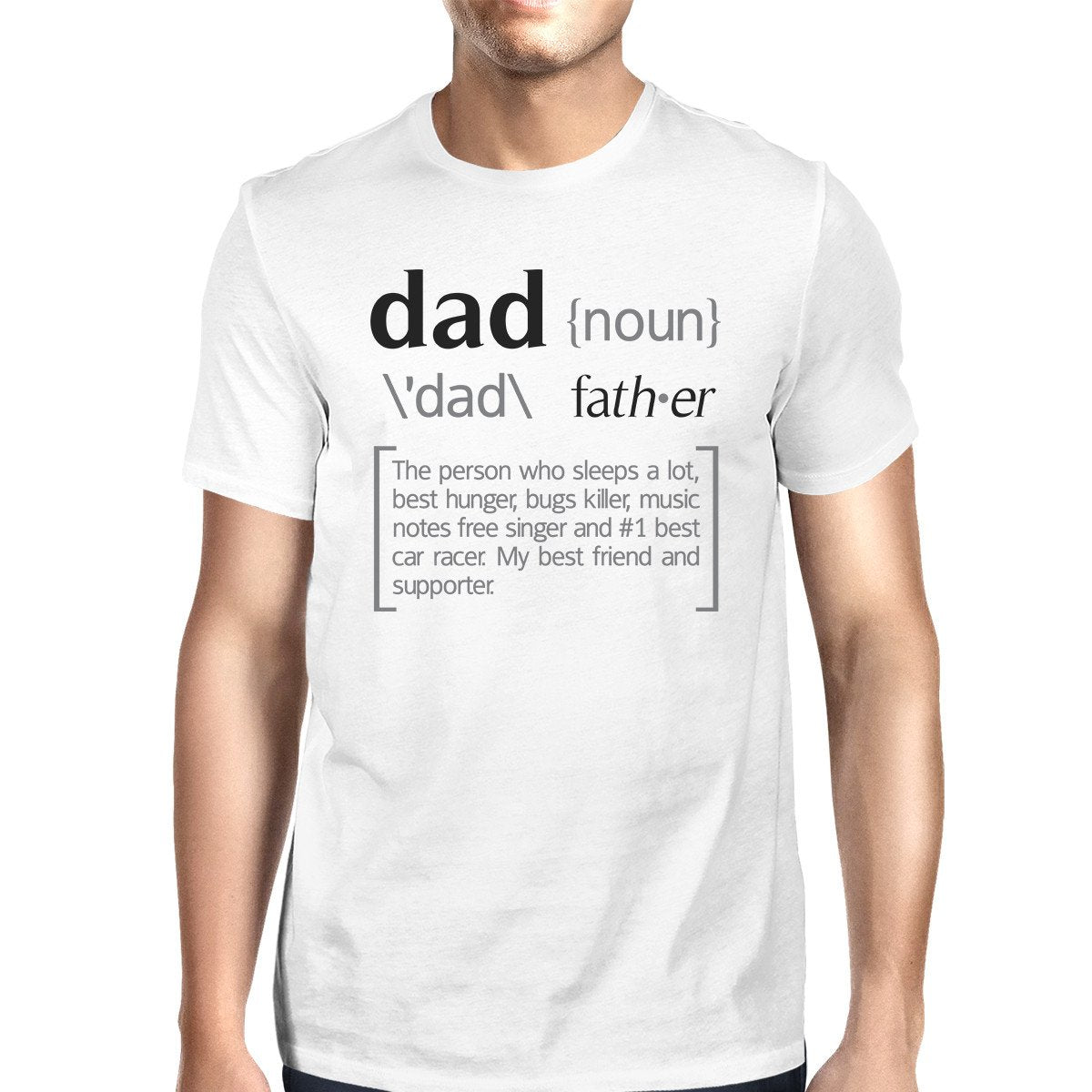 Dad Noun Mens White Cotton Tee Cute Fathers Day