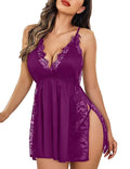 Women Lace Maxi Sleepwear (Size-FREE) (Color-PURPLE)