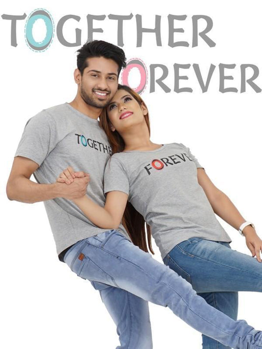 TOGETHER FOREVER COUPLE Gray T-shirt