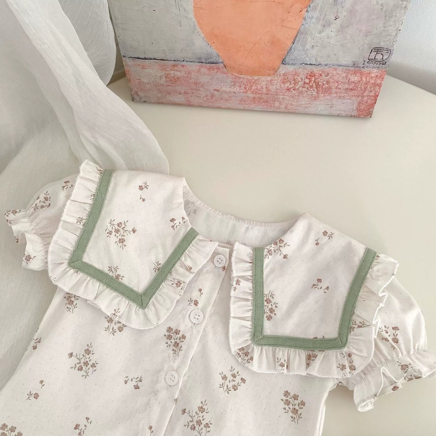 Haut à manches courtes et grenouillère à motif floral pour bébé fille 