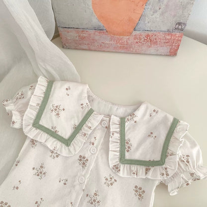 Haut à manches courtes et grenouillère à motif floral pour bébé fille 