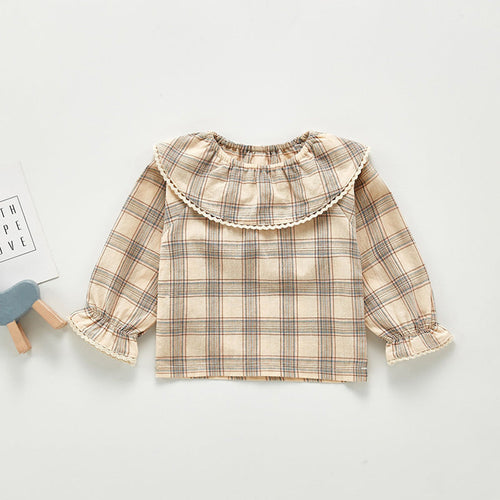 Chemise à manches longues à carreaux/fleurs pour enfants filles, nouvelle collection automne 