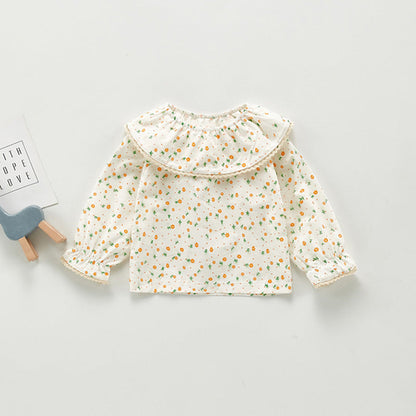 Chemise à manches longues à carreaux/fleurs pour enfants filles, nouvelle collection automne 