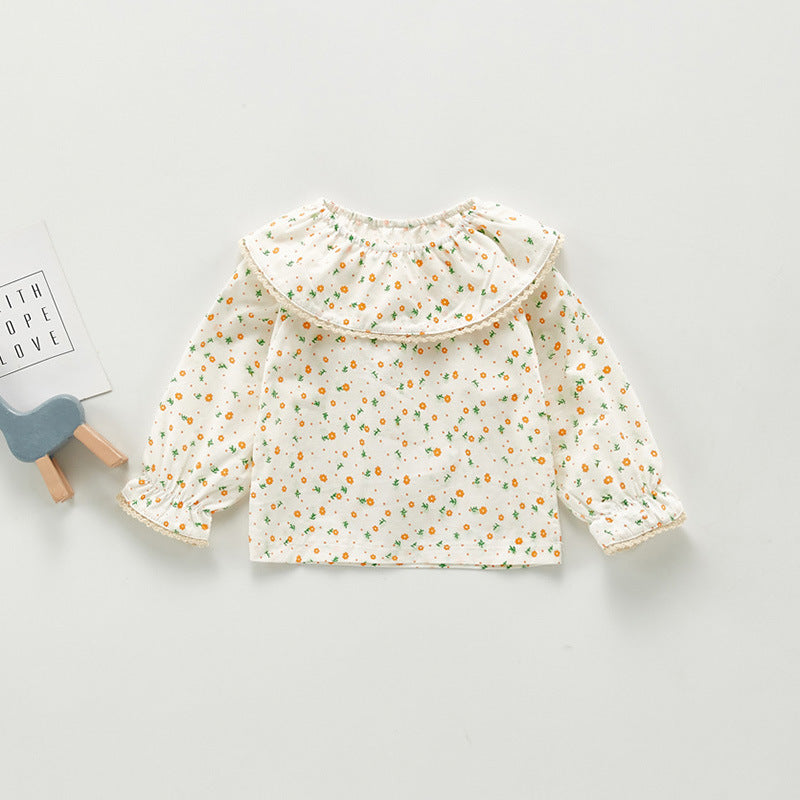 Chemise à manches longues à carreaux/fleurs pour enfants filles, nouvelle collection automne 