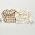 Chemise à manches longues à carreaux/fleurs pour enfants filles, nouvelle collection automne 