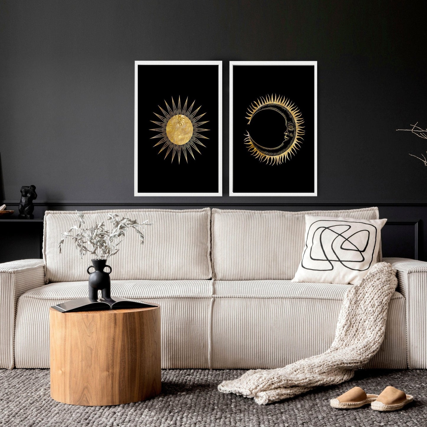 Sun and moon wall art | set of 2 wall art prints