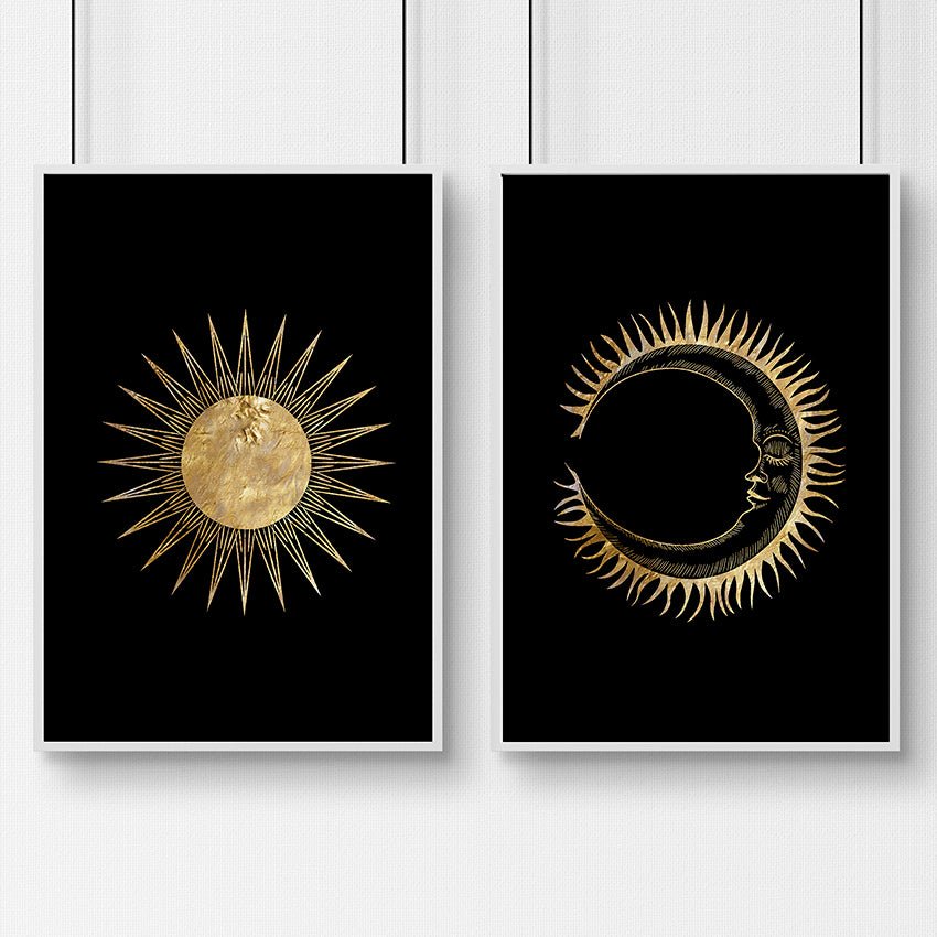 Sun and moon wall art | set of 2 wall art prints