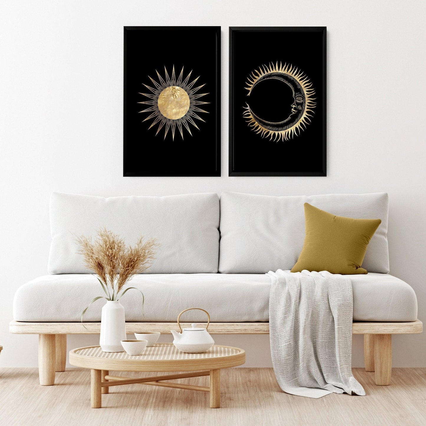 Sun and moon wall art | set of 2 wall art prints